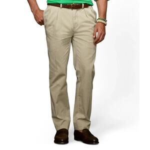 Polo RALPH LAUREN Chino Ethan Pants Pleated Khaki Men 36 x 32 Pony Preppy